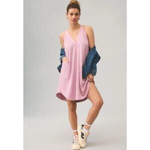 Daily Practice by Anthropologie The Carlie V-Neck Mini Dress LIGHT MAUVE Size XS